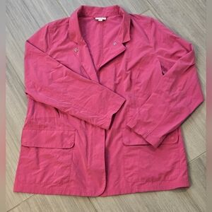 J. Jill Women's Zip Up Windbraker Lightweight Utility Jacket Bright Pink Size L